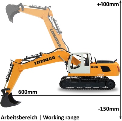 Excavadora Teledirigida Liebherr R936 1:20 2,4GHz Destruction-Set con Pinza y Martillo de Demolicion